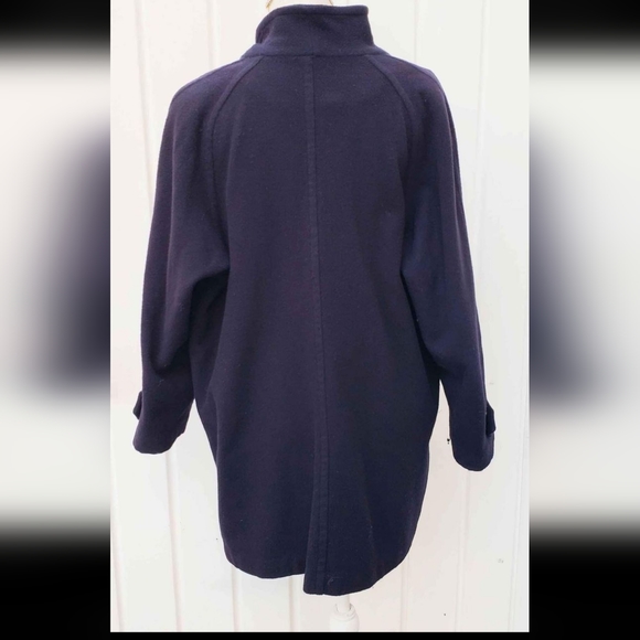 Vintage WOOL & CASHMERE Navy Margareta Car Coat/Pea Coat with Royal Purple Inter - Picture 3 of 5